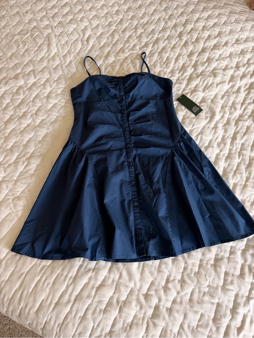 wild fable Navy Ruched Button-Front Mini Dress - Picture 5 of 6